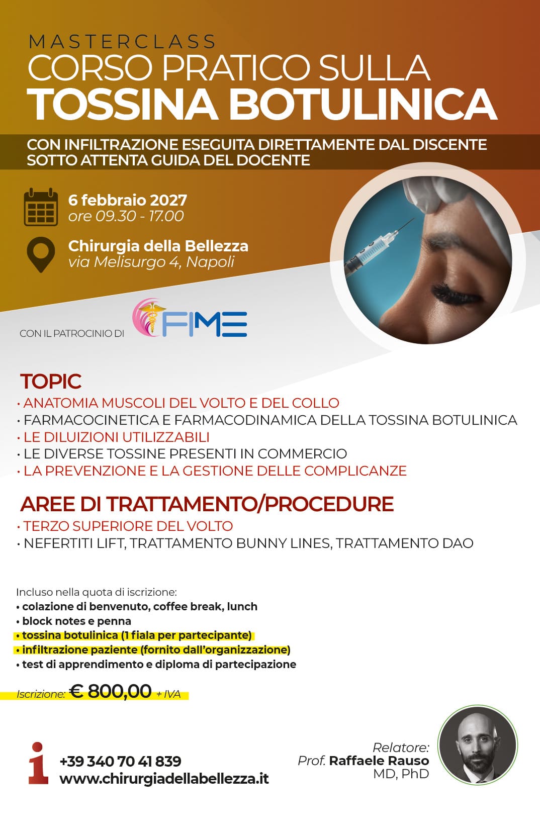 Corso medicina estetica tossina botulinica febbraio 2027 Corso medicina estetica tossina botulinica febbraio 2027